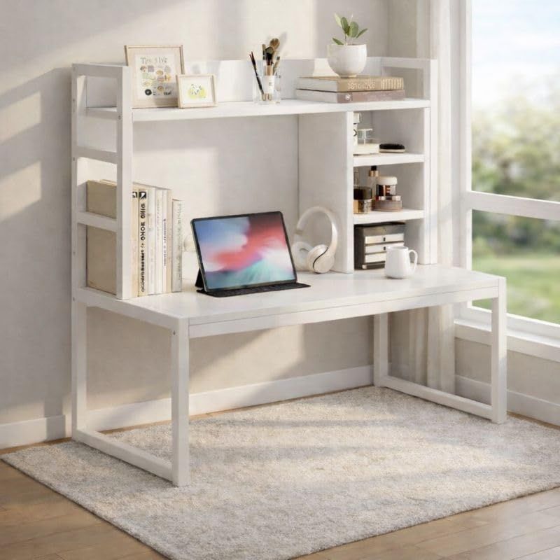 タピパンダ＼TAPI PANDA 【ロータイプ】ローデスク 収納付き 机 低い 学習机 幅80 奥行40cm システムデスク low desk シェルフデスク 高さ37.5cm 組立簡単 テレワーク 在宅勤務 北欧風 (ホワイト, 収納あり)ｍａ