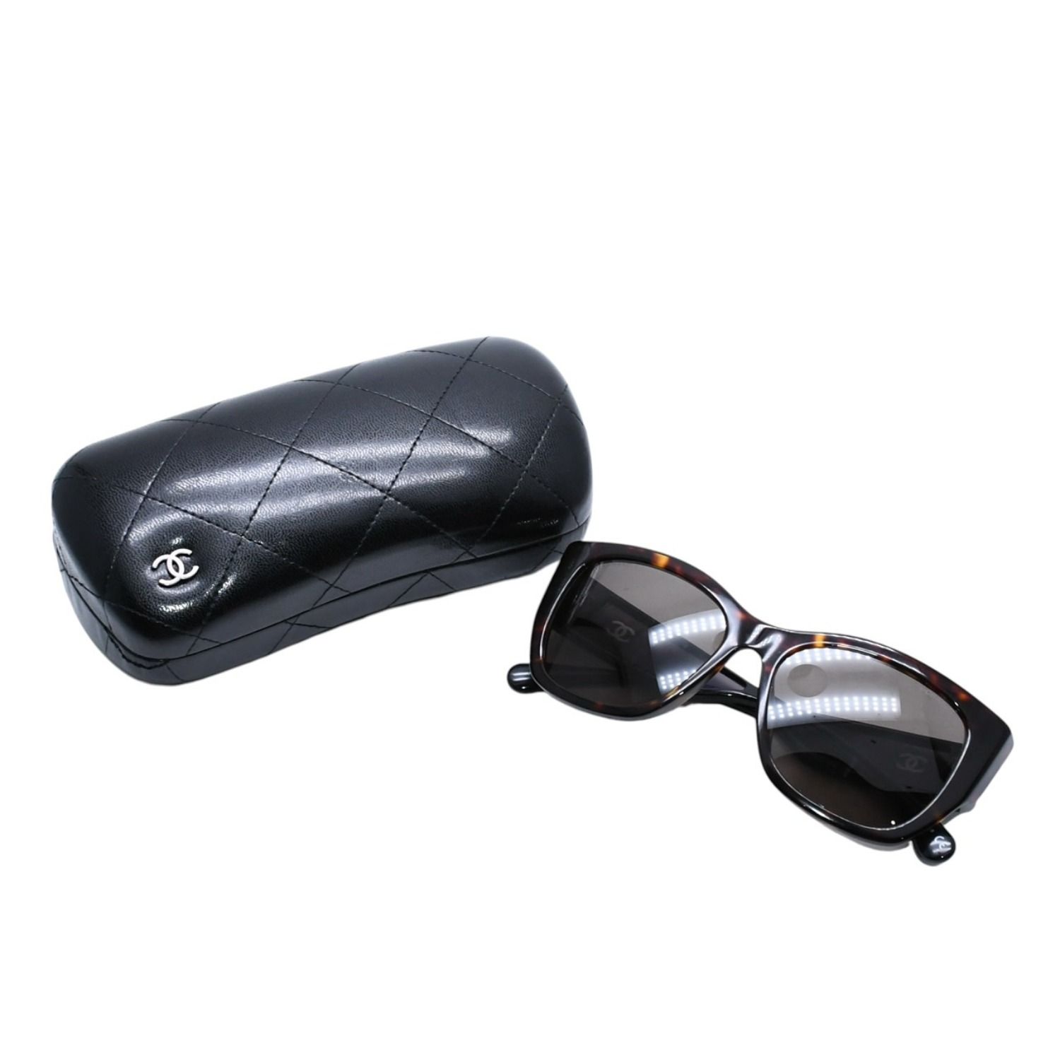 極美品 CHANEL シャネル Sunglasses サングラス Eyewear アイウェア 5429-A 55◻︎17 140 ブラック ブラウン 中古 4a001940