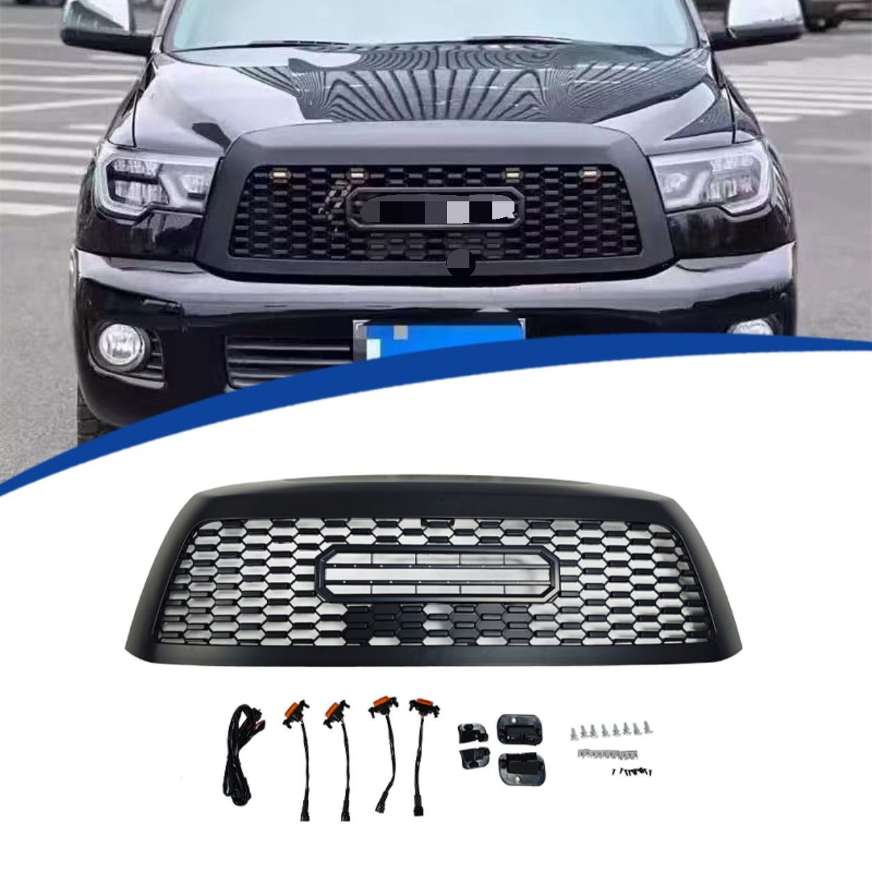 【送料無料】トヨタセコイア 2008-2018 TOYOTA SEQUOIA 専用 TRDスタイルフロントグリル 交換タイプ ABS製 フルブラック ドレスアップ 高級感 スポーティ カスタムパーツ 簡単取付 車種専用 耐久性抜群 耐衝撃 おしゃれ