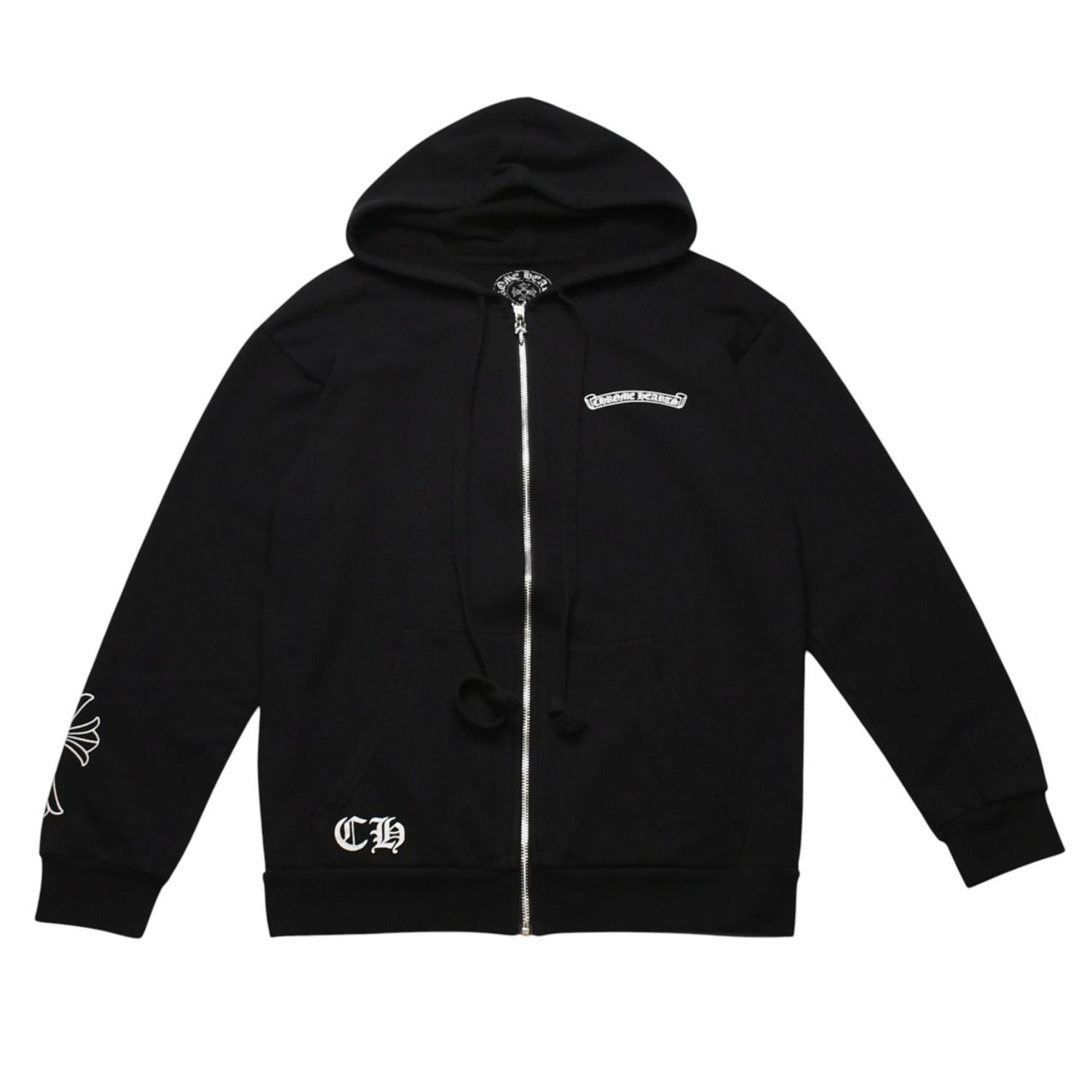 CHROME HEARTS クロムハーツ セメタリークロスジップアップパーカー CHクロス セメタリークロス シルバー金具 ブラック 黒 美品 中古 4a002033