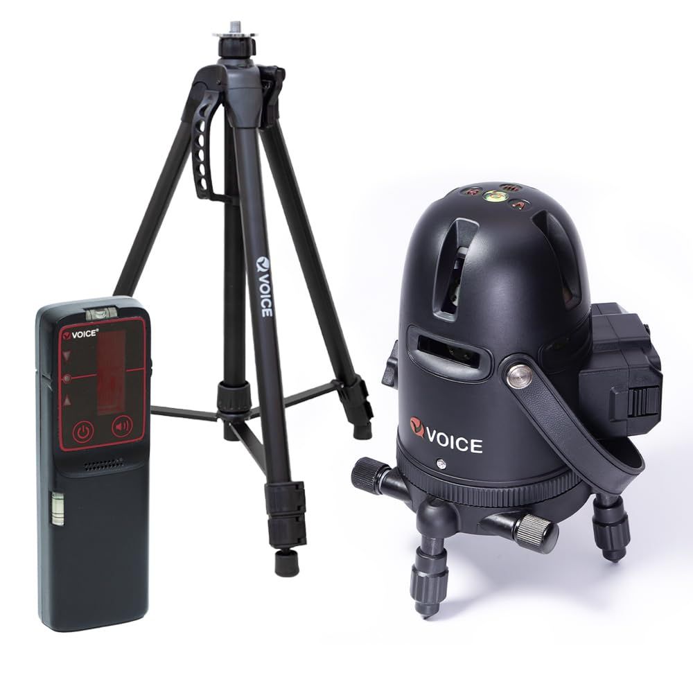VOICE レーザー墨出し器 5ラインレーザー Model-R5 三脚・受光器セット 4方向大矩ライン照射モデル アプリからの遠隔操作 タッチスイッチ(沖縄・離島の方不可) 9d26ffa9