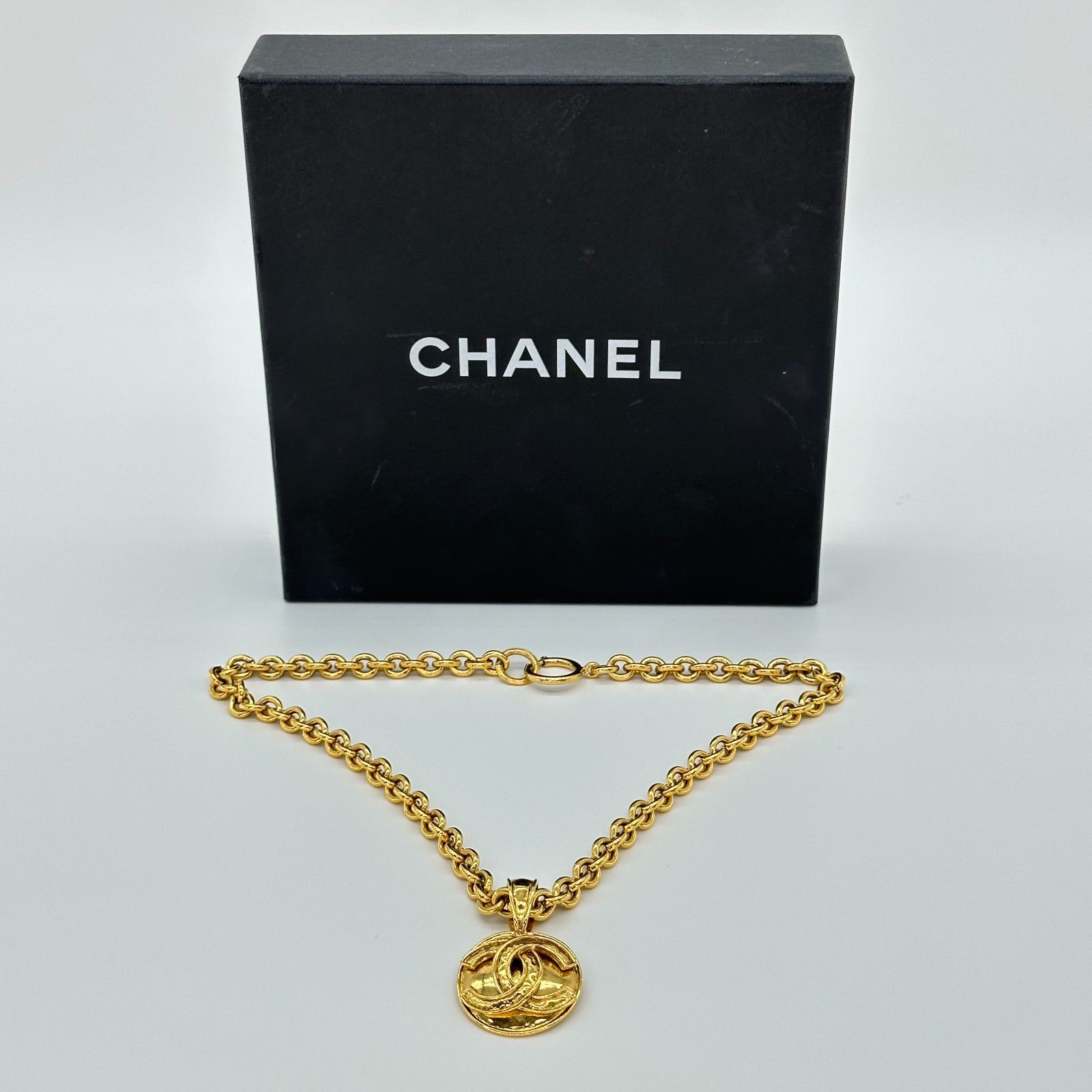 【美品】シャネル CHANEL CC ロゴ ココマーク チェーン ネックレス ラウンド メタルゴールド ヴィンテージ 94P