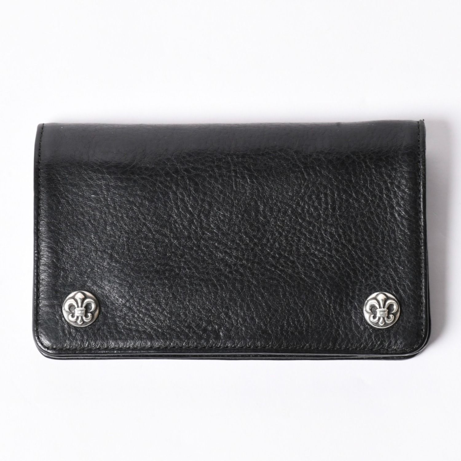 極美品 CHROME HEARTS クロムハーツ 1ZIP BS FLEUR BUTTON WALLET 1ジップ BSフレアボタン 二つ折り財布 レザーウォレット 中古 4a001764