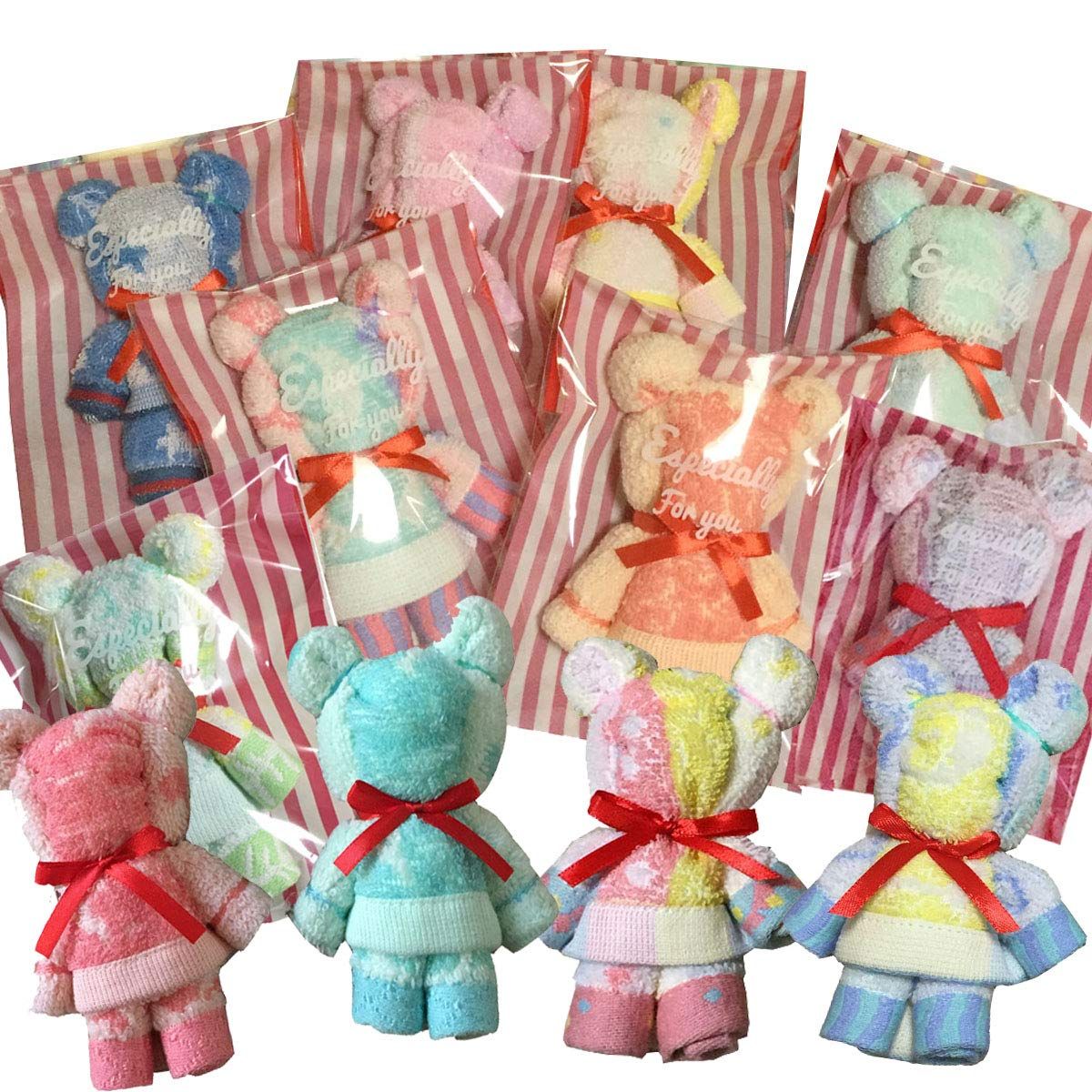 タオル ハンドタオル タオルハンカチ 12個 セット 結婚式 退職 誕生日 お返し 粗品 プチギフト くま タオルベア 柄おまかせt