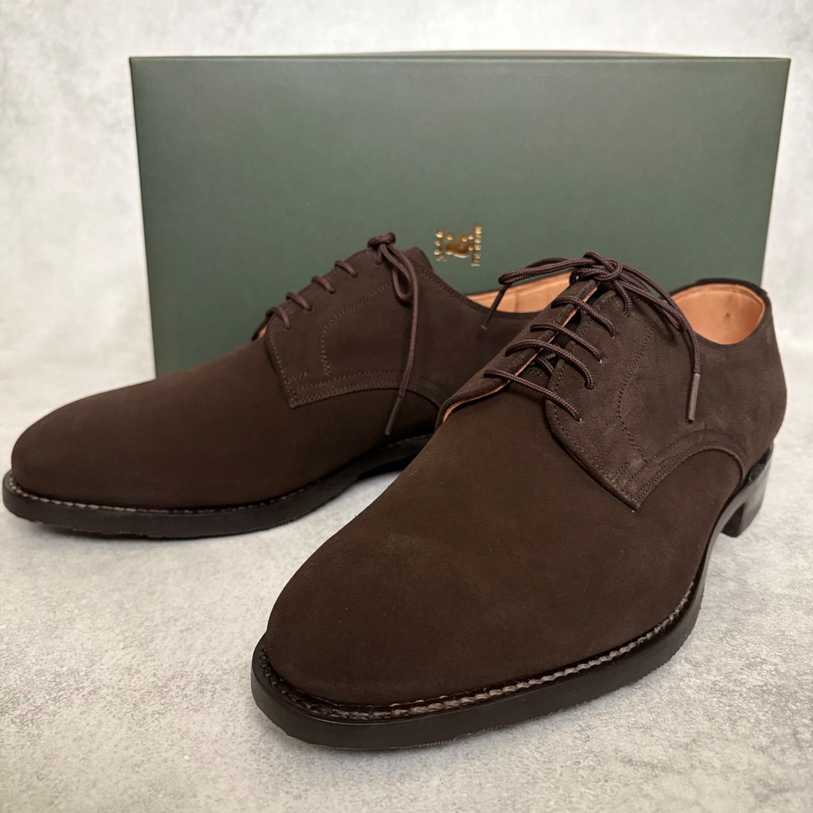 SCOTCH GRAIN 5314 スウェード レザーシューズ 革靴 プレーントゥ 24.5cm ダークブラウン 極美品 箱付 スコッチグレイン