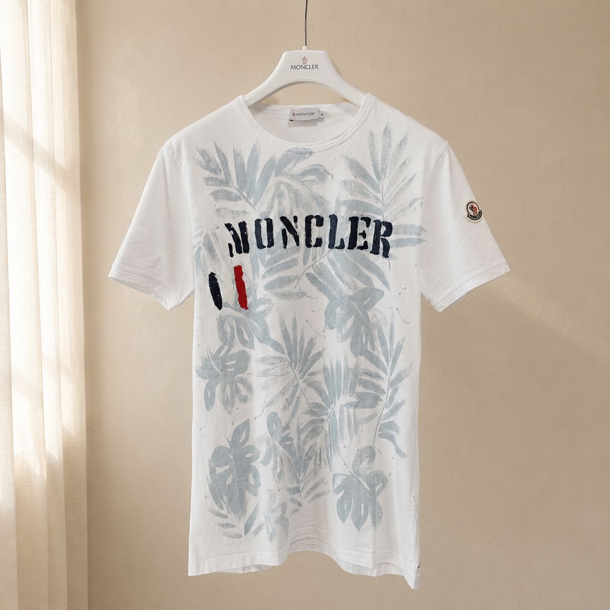 MONCLER モンクレール ペイント Tシャツ サイズM ホワイト 状態ランクA メンズ