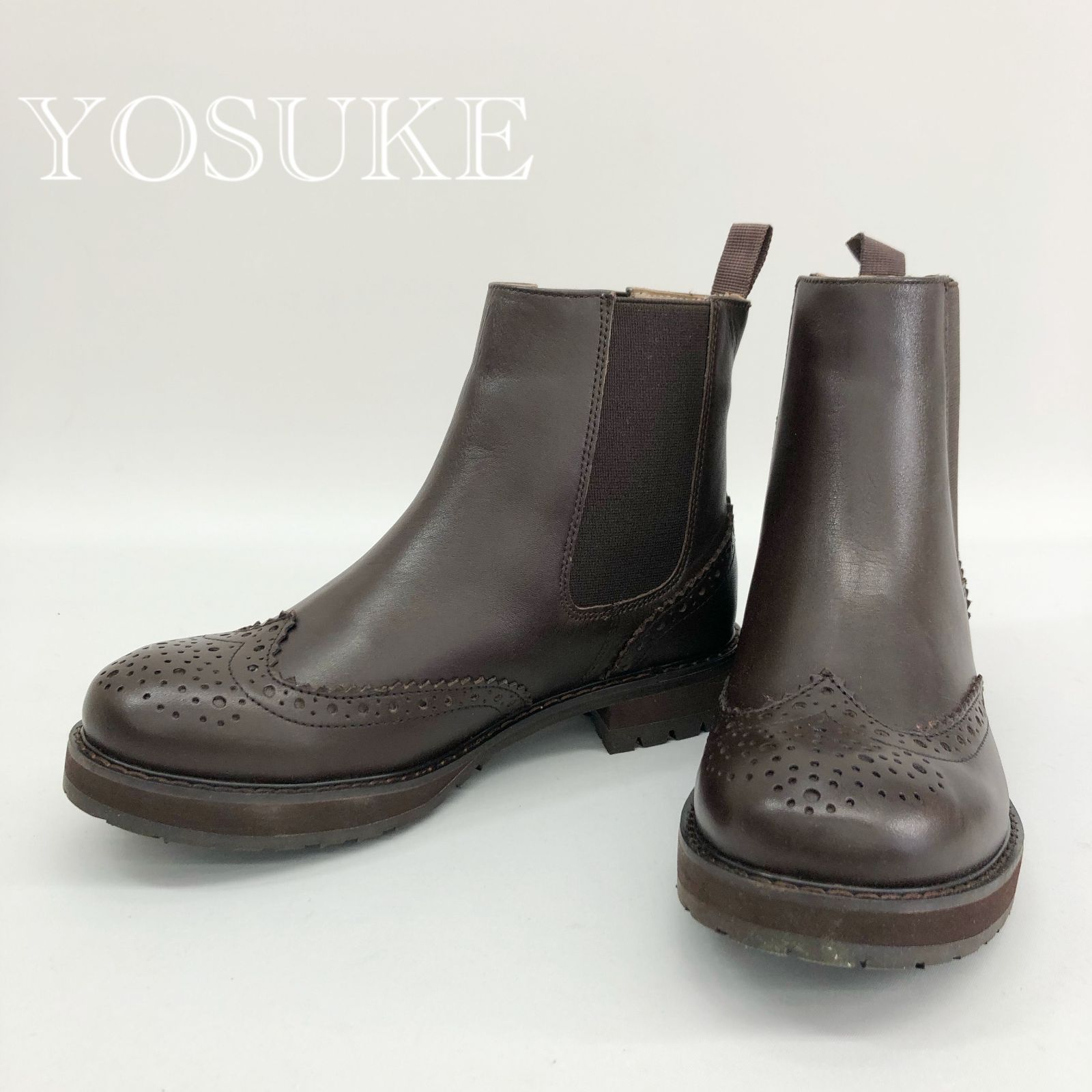 極美品 YOSUKE サイドゴアショートブーツ 5010072 ダークブラウン レディース 靴 _234068