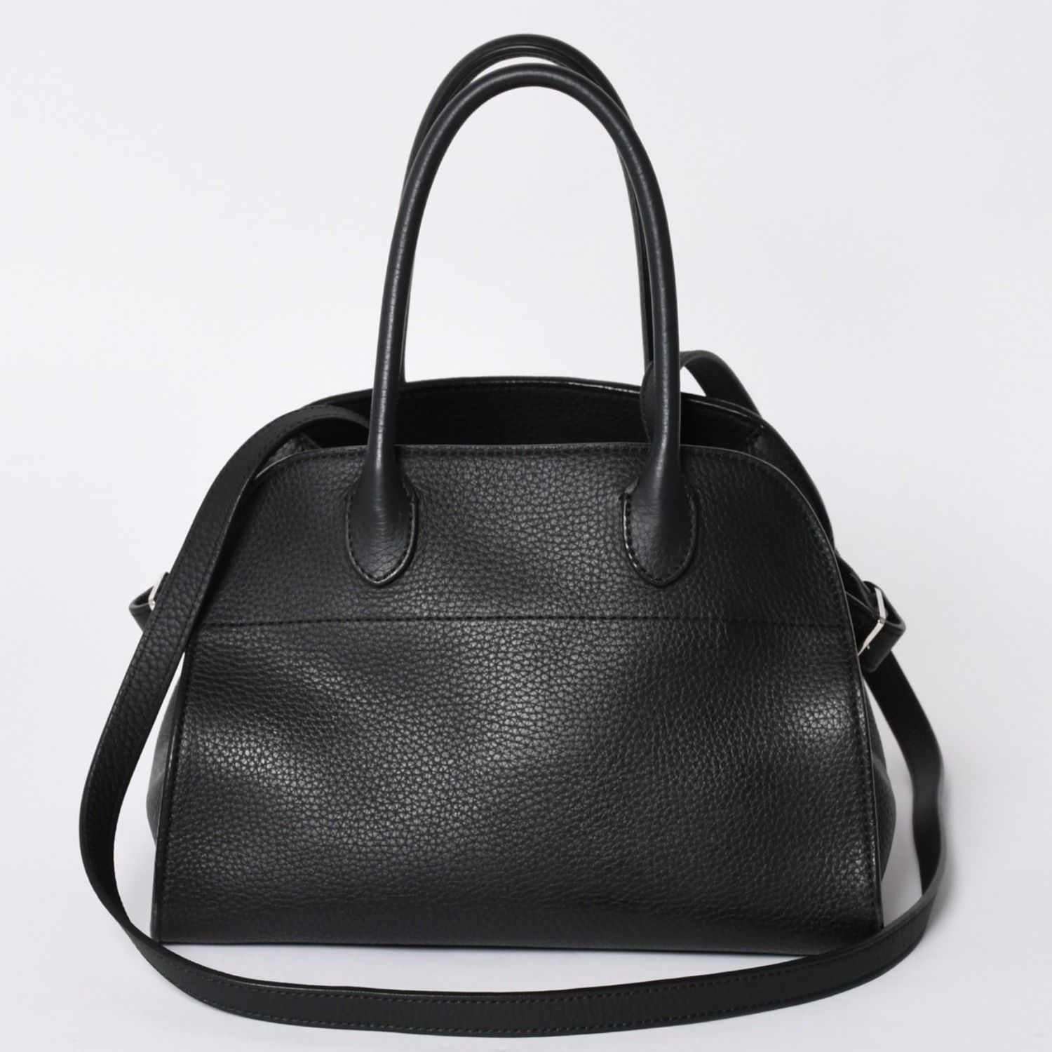 新品同様 THE ROW ザ ロウ SOFT MARGAUX 10 ソフトマルゴー10 ハンドバッグ W1190 L133 レザー ブラック シルバー金具 中古 4a001929