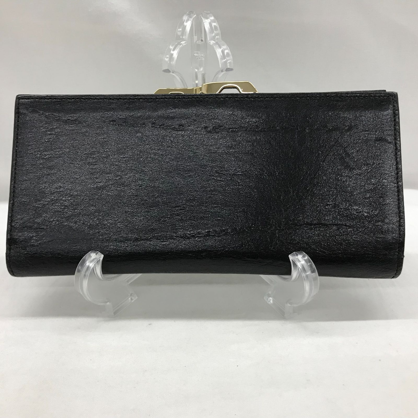 Dakota ダコタ 長財布 折り財布 レザー 革 がま口 ブラック系 黒 