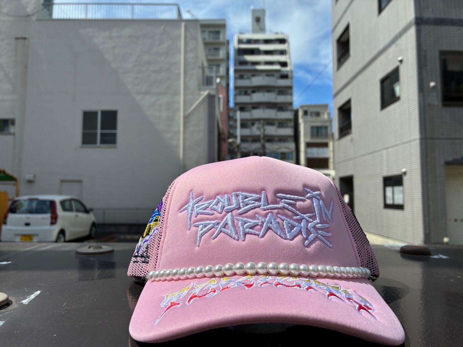 TOXICITY×DISMISSED TROUBLE IN PARADISE TRUCK HAT -PINK-