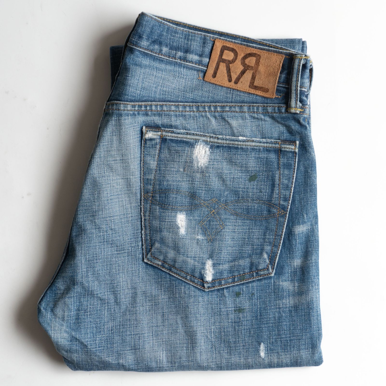 【美品】 RRL 【COLD SPRING LOW-STRAIGHT JEANS】【アメリカ製】34×32 デニムパンツ ダブルアールエル 26050155
