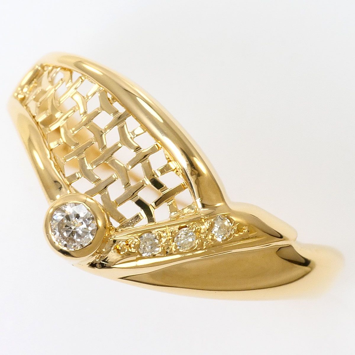 K18YG リング・指輪 10.5号 ダイヤモンド 0.08ct 総重量約2.0g ジュエリー