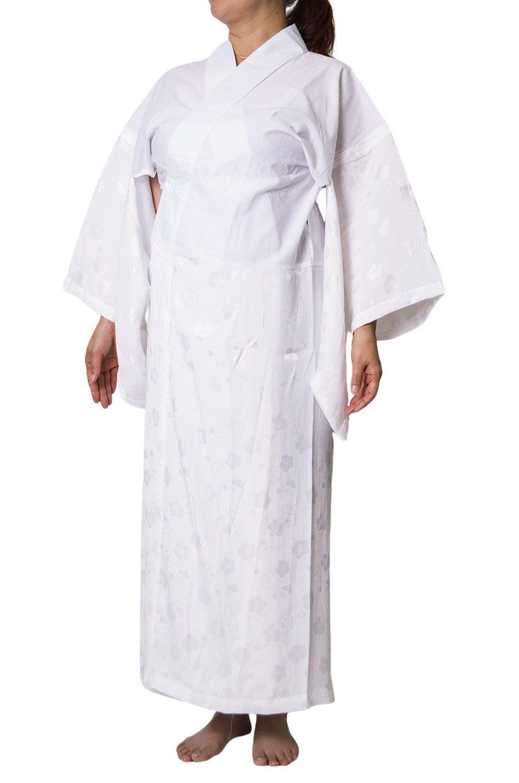 長襦袢 女性 仕立て上がり 洗える 一部式ちりめん楊柳 SHY-1 S/M/L/LL/3L/4L/5L ながじゅばん 肌着 着物 大きいサイズ 白