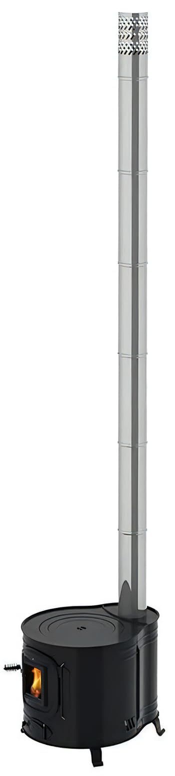 ホンマ製作所 薪ストーブ 時計型 ミニ 屋外用 日本製 家庭用 煙突径φ80mm 二次燃焼 煙突を本体内に収納可能 庭 キャンプ アウトドア 防災 時計型薪ストーブ AF-40BK ブラック shu 79df3bdb