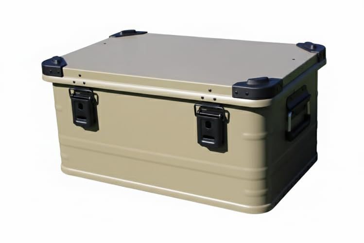 アースカラー アルミコンテナボックス ４９Ｌ ガレージ収納箱 キャンプギアケース トランク aluminum box ハイエースカラー 車中泊 店舗什器 インテリア アウトドア スタッキング アウトドアギア 道具 工具入れ (ベージュ) sh 6992dd13
