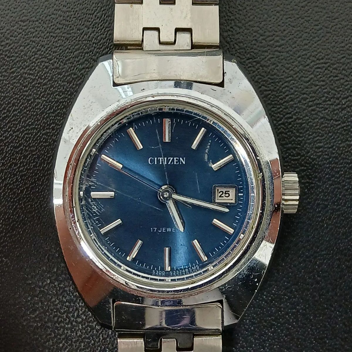 稼働品】シチズン CITIZEN 手巻き 17石 デイト ヴィンテージ腕時計 