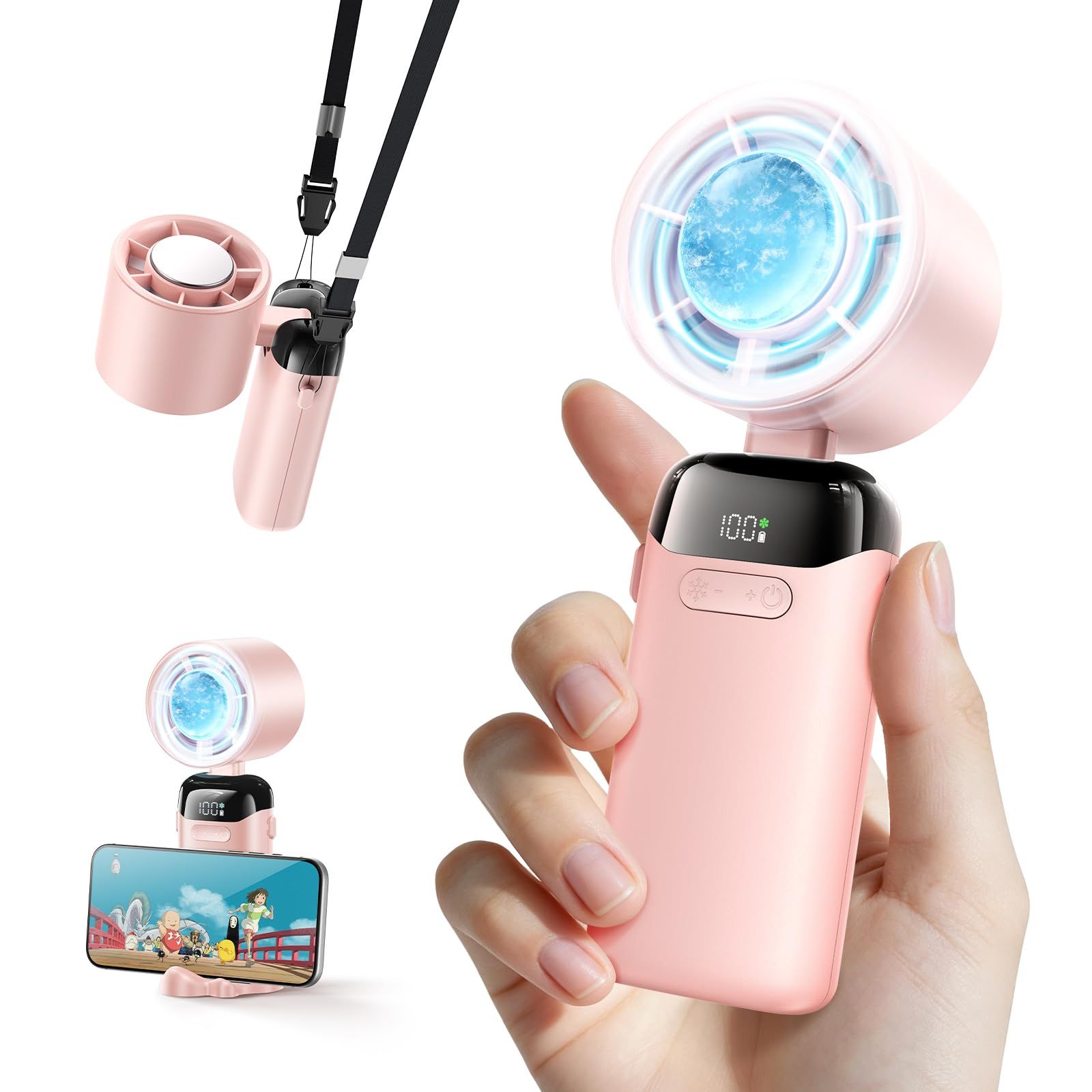 【体感-30℃鋭い冷たさ&純正6000mAh大容量】ハンディファン 冷却プレート 静音15dB 小型扇風機 ハンディファン 強力 5way手持ち/首掛け/卓上/腰掛け/スマホスタンド USB充電式 携帯扇風機 冷風 手持ち扇風機 人気 ポータ 70ca07b7