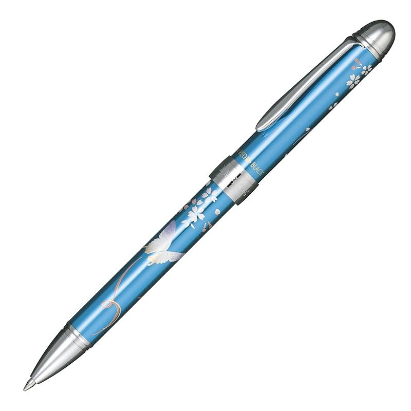 【新品】 セーラー万年筆 多機能ペン 2色+シャープ 優美蒔絵 蝶 メタルブルー 16-0333-244