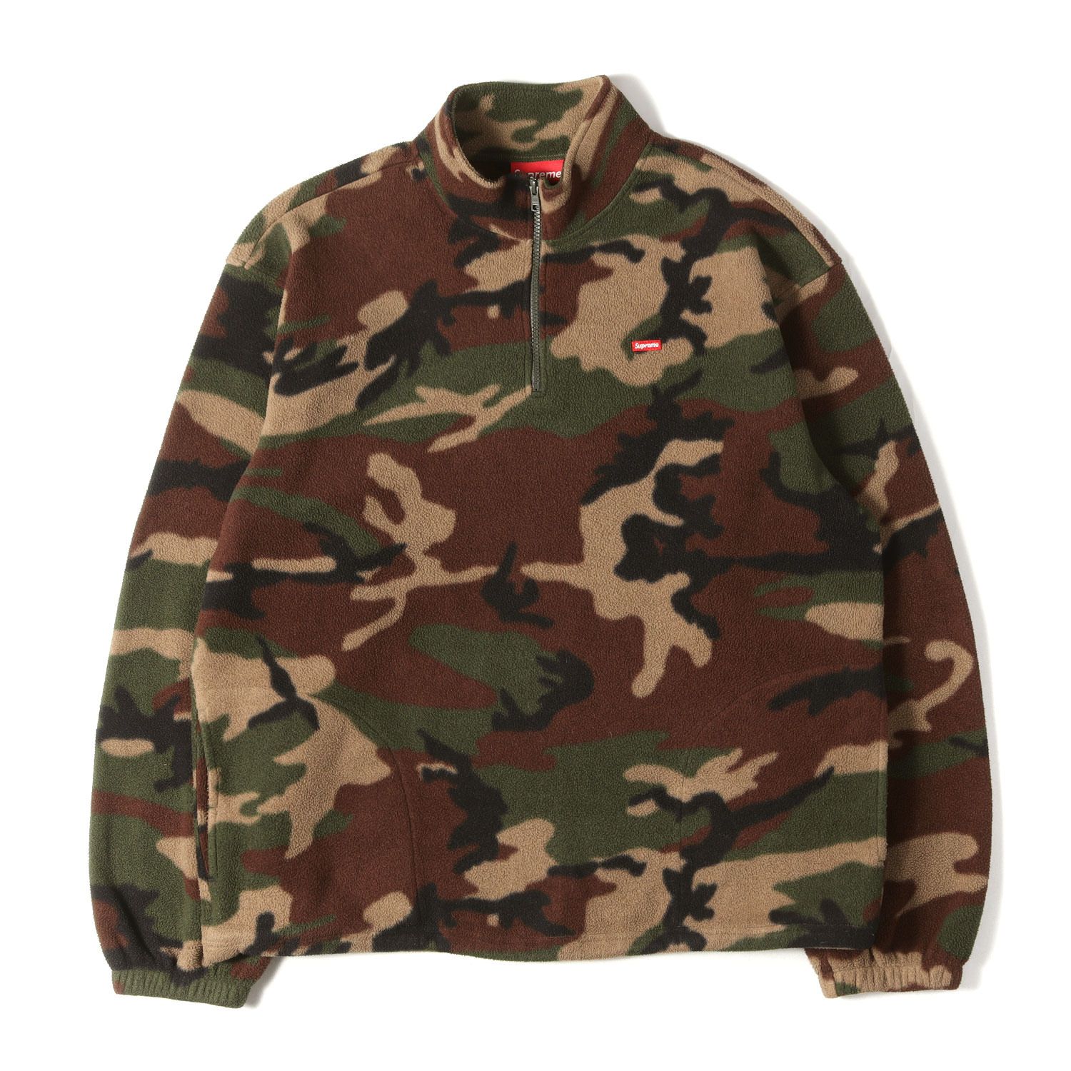 Supreme シュプリーム ジャケット ウッドランドカモ サイズ:XL | 19AW 迷彩柄 スモールBOXロゴ ポーラテック フリース ハーフジップ プルオーバー ジャケット (Polartec Half Zip Pullover)【メンズ】【中古】