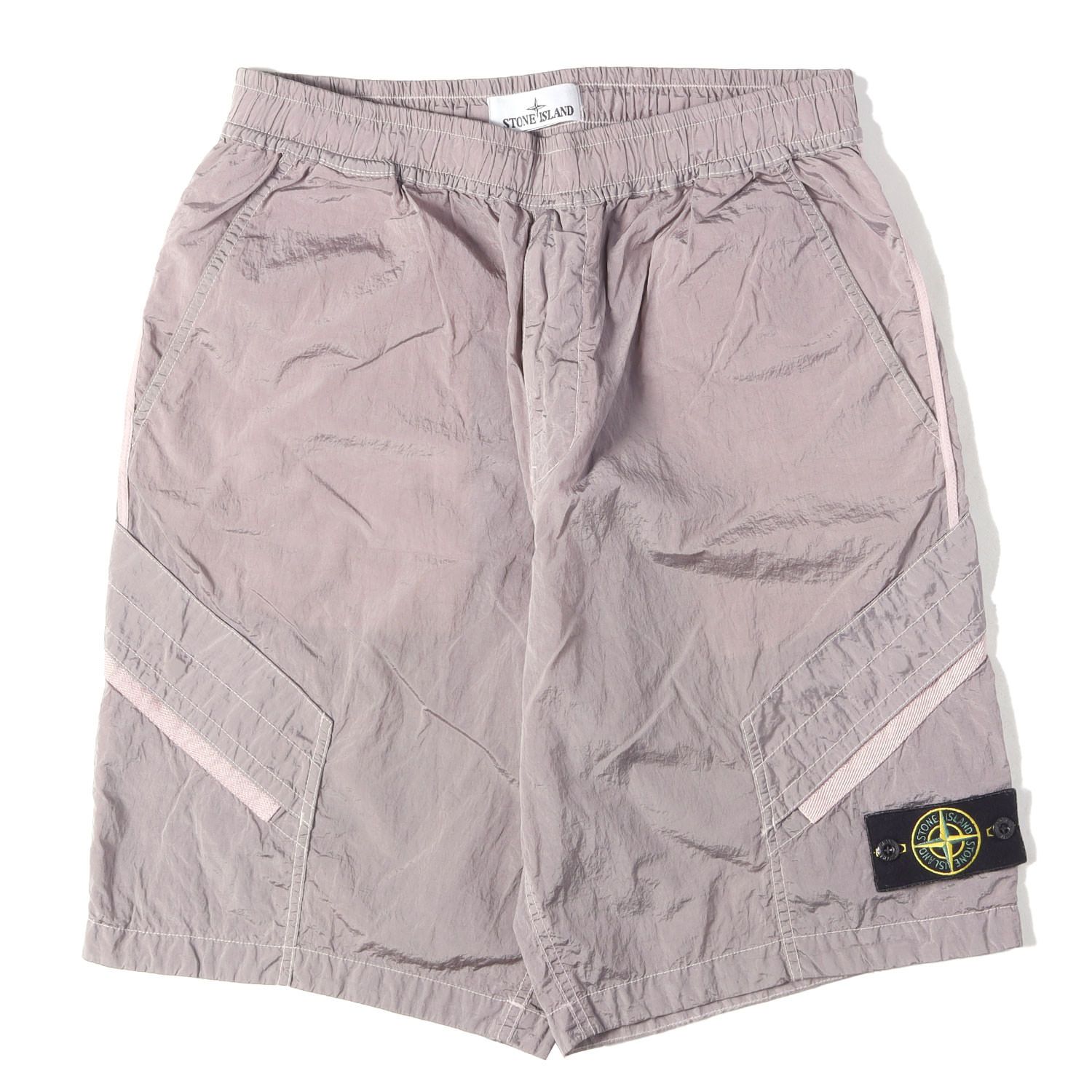 STONE ISLAND ストーンアイランド パンツ パープル サイズ:32 | コンパスロゴワッペン付き ガーメントダイ シャーリング ナイロン カーゴショーツ 8015L1719 | ボトムス ショートパンツ【メンズ】【中古】