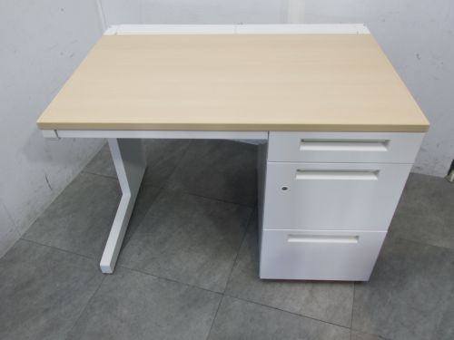 【中古品】イナバ 1000片袖デスク 255781 ナチュラル