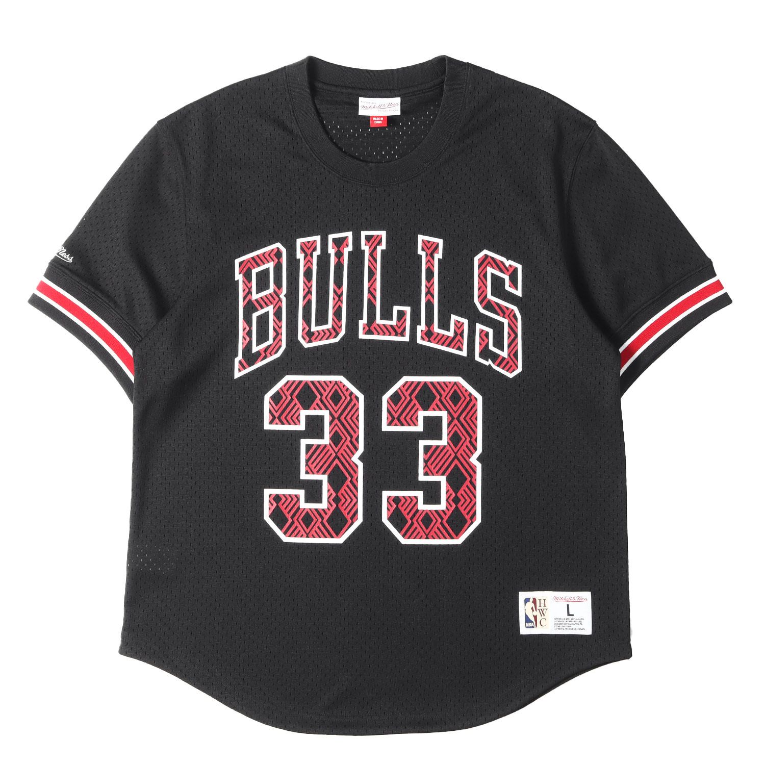 【美品】MITCHELL&NESS ミッチェル&ネス シャツ ブラック 黒 サイズ:L | 22SS シカゴ・ブルズ スコッティ・ピッペン メッシュジャージ ゲームシャツ | トップス カジュアルシャツ 半袖【メンズ】【中古】