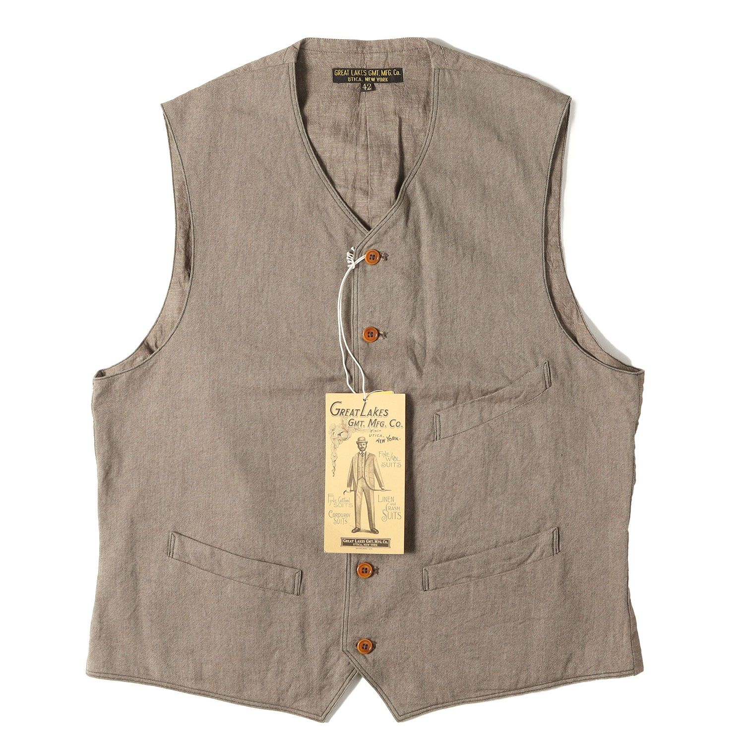 【新品】FREEWHEELERS フリーホイーラーズ ベスト ブラウン系(GRAINED BEIGE) サイズ:42(XL) | ヴィンテージ ヤーンダイ ツイル ベスト(GREAT LAKES COLUMBIA OUTDOOR STYLE VEST)