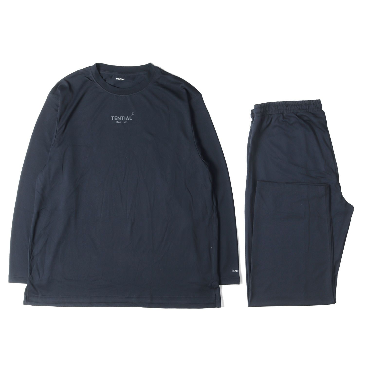 【新品同様】TENTIAL テンシャル ネイビー 紺 サイズ:各XL | リカバリーウェア バクネ | ロングスリーブTシャツ / パンツ 上下セット (BAKUNE Dry) 【メンズ】【中古】