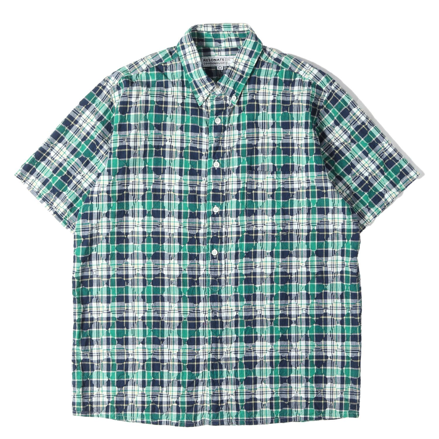 resonate goodenough ラインネルシャツ 美品】RESONATE GOODENOUGH リゾネイト グッドイナフ シャツ グリーン