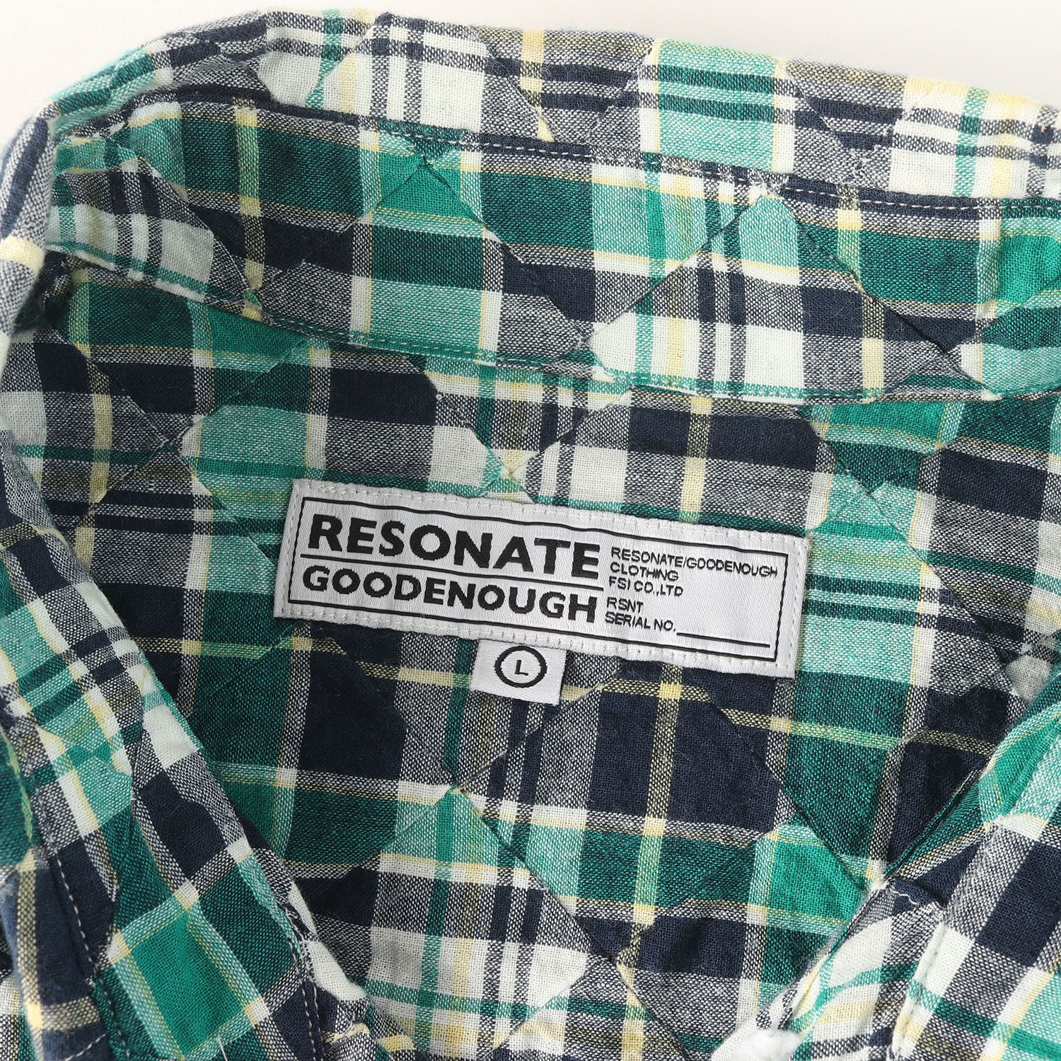 resonate goodenough ラインネルシャツ 美品】RESONATE GOODENOUGH リゾネイト グッドイナフ シャツ グリーン