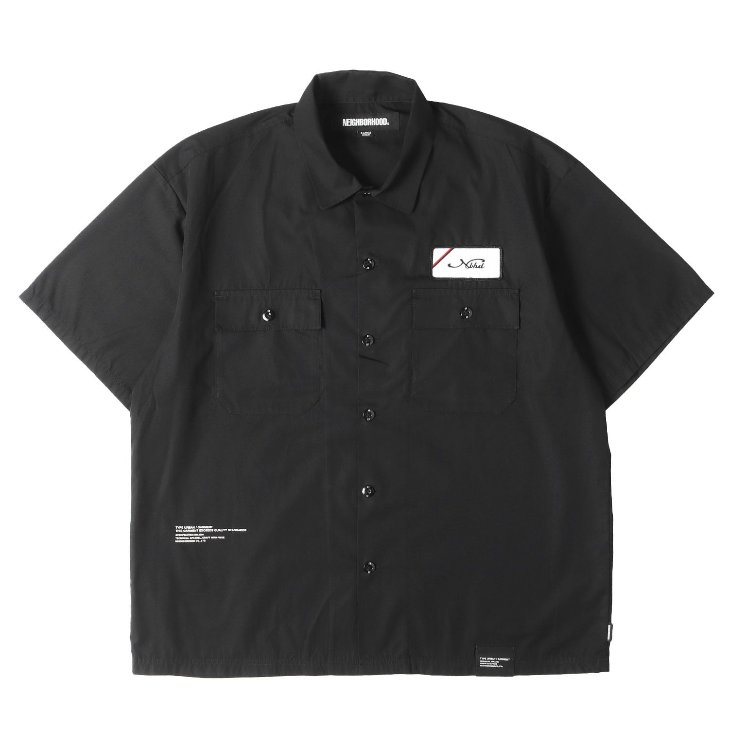 NEIGHBORHOOD ネイバーフッド シャツ ブラック 黒 サイズ:XL | 25SS ワッペン付き T/C ワーク 半袖シャツ(CLASSIC WORK SHIRT SS-1) | トップス カジュアルシャツ【メンズ】【中古】