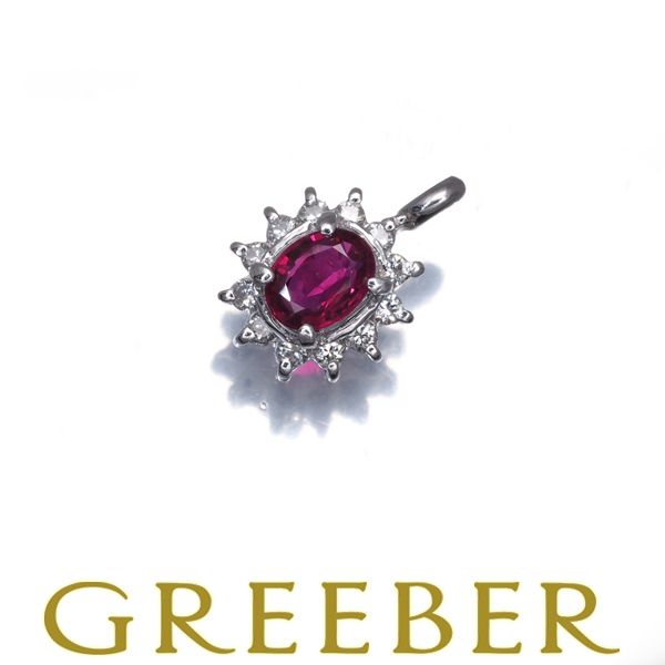 ルビー 0.38ct ダイヤ ダイヤモンド 0.12ct クラシック ペンダントトップ Pt900 ソーティング #193351