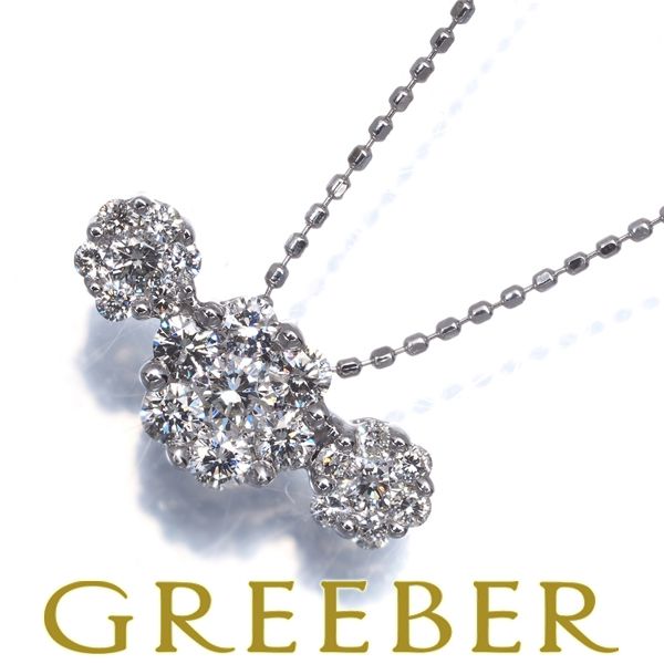 ダイヤ ダイヤモンド 0.75ct フラワー ネックレス K18WG #193036