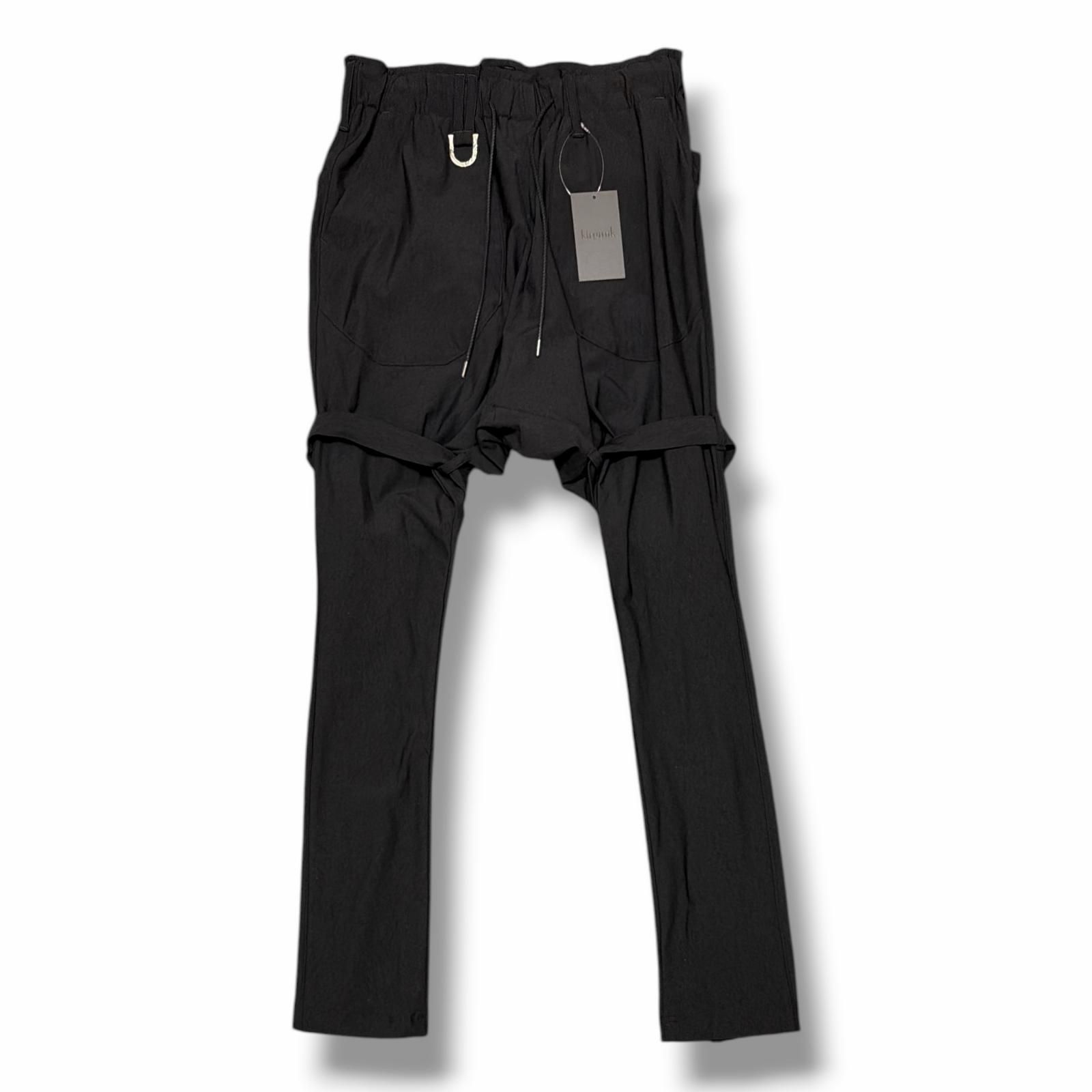 参考上代36300円 kiryuyrik SaruelBondagePants サルエル ボンテージパンツ イージーパンツ キリュウキリュウ KU-HP62-600 ブラック S （15185M）