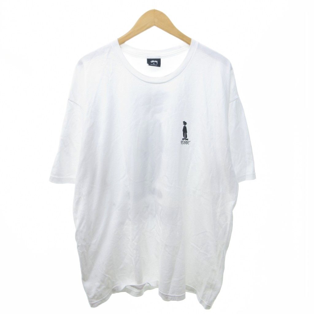 ステューシー STUSSY オールド シャドーマン Tシャツ カットソー 両面プリント メキシコ製 クルーネック 半袖 XL 白 ホワイト /HW IBO95