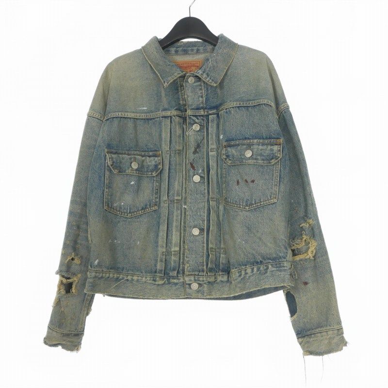 セントマイケル SAINTMICHAEL × ベルベルジン BerBerJin 23AW DENIM JACKET DAMAGE ダメージ加工 デニムジャケット ブルゾン 長袖 S インディゴ SM-A23-0000-C17