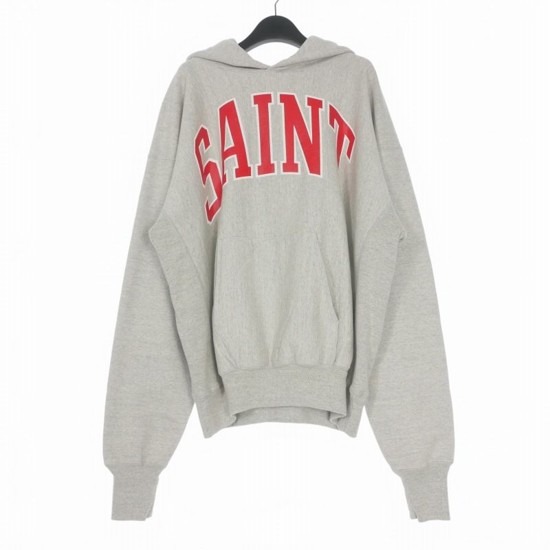 セントマイケル SAINTMICHAEL 23AW HOODIE ARCH SAINT フーディ プリント パーカー 長袖 XL グレー SM-A23-0000-031