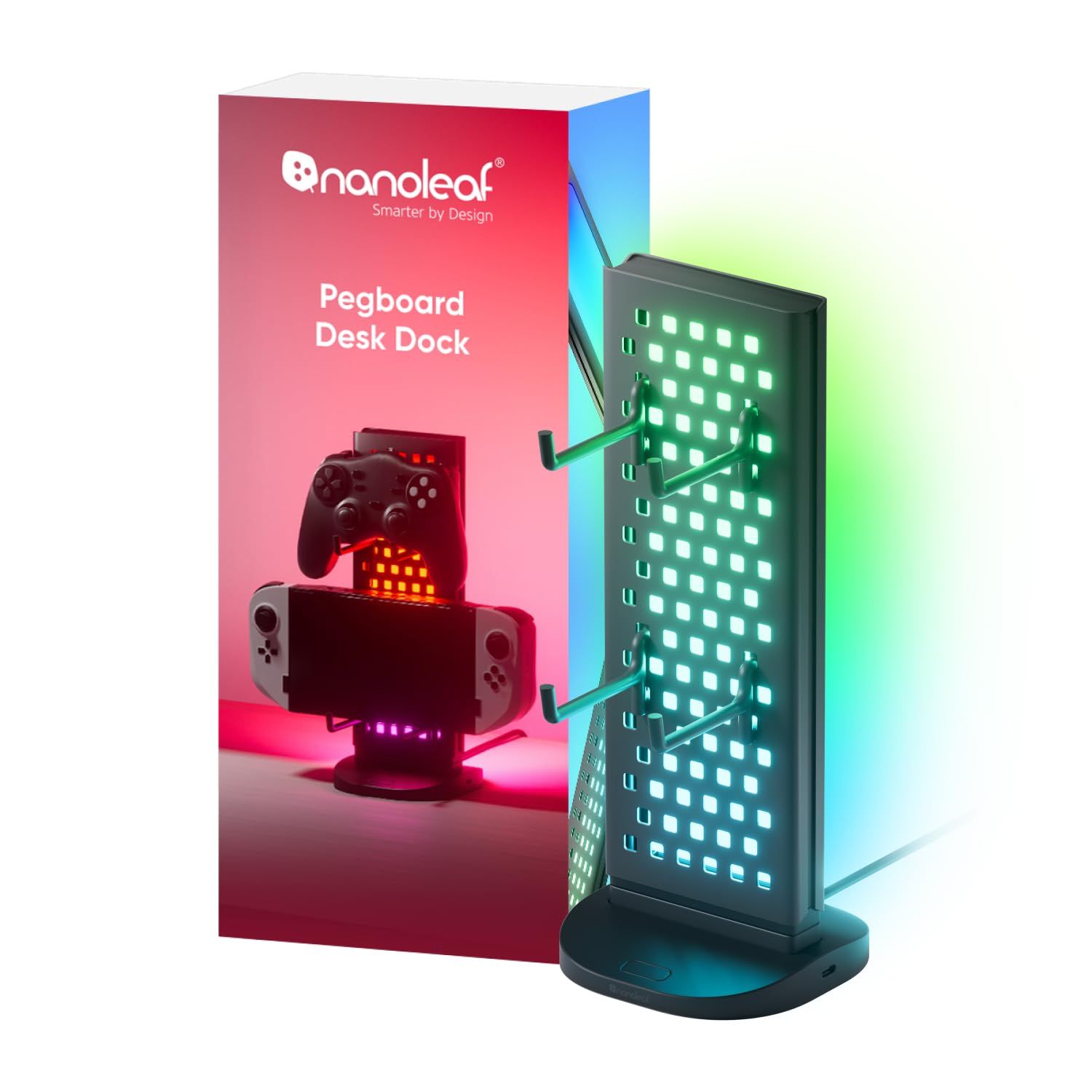 Nanoleaf デスクライト RGB間接照明 3in1デスクドック USBハブ(USB-C・USB-A充電対応)両面LEDライト 64LED PC連動・音楽同期 デスク整理・壁掛け対応 ブラック 国内発送 084a26db