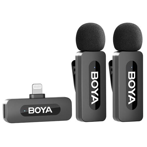 BOYA BY-V2 ワイヤレスピンマイク360°全方向 無指向性マイク充電式 9.5g軽量 コンパクト自動ペア 100メートル安定受信 9時間連続駆動 プロ向け 本格的 録音 iOS端末向け iPad/iPhone11/12/13/14用 e18455e6