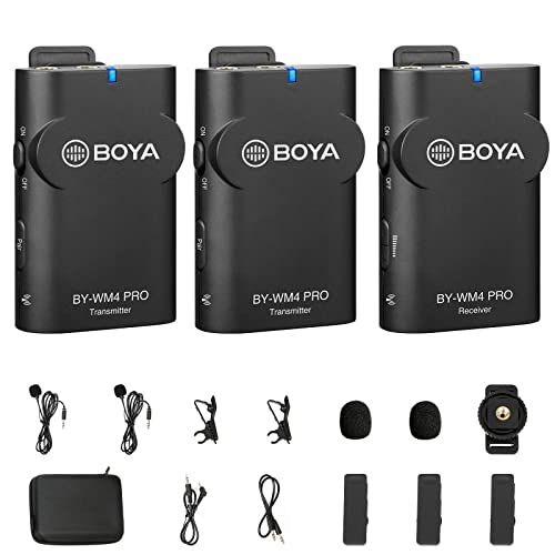 BOYA BY-WM4 BY-WM4 PRO K2 TRS/TRRS接続 カメラ/スマホ用ワイヤレスマイク(2個送信機+1個受信機) 国内発送 0936a3a1