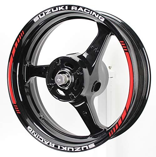 AxxL バイク用 17インチ カスタム リムステッカー スズキ レーシング SP6-S (レッド) SUZUKIma
