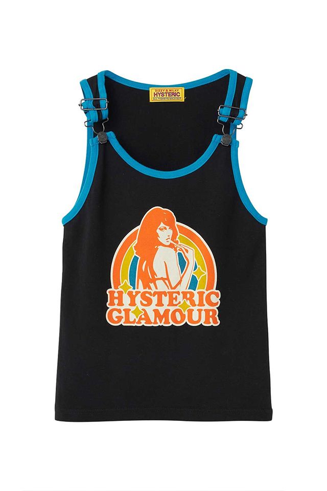 HYSTERIC GLAMOUR ヒステリックグラマー 01261CR02 RAINBOW WOMAN タンクトップ BLACK 正規通販 レディース