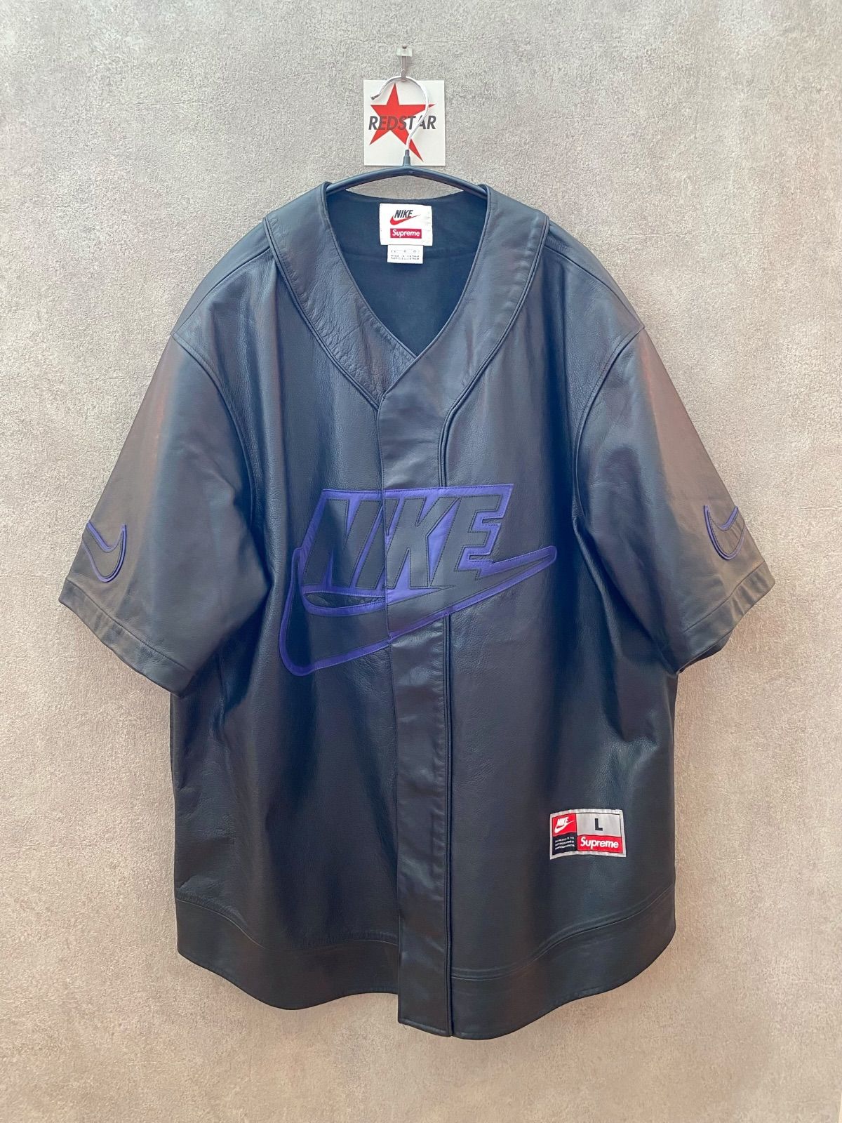 中古】Supreme NIKE Leather Baseball Jersey L シュプリーム ナイキ 