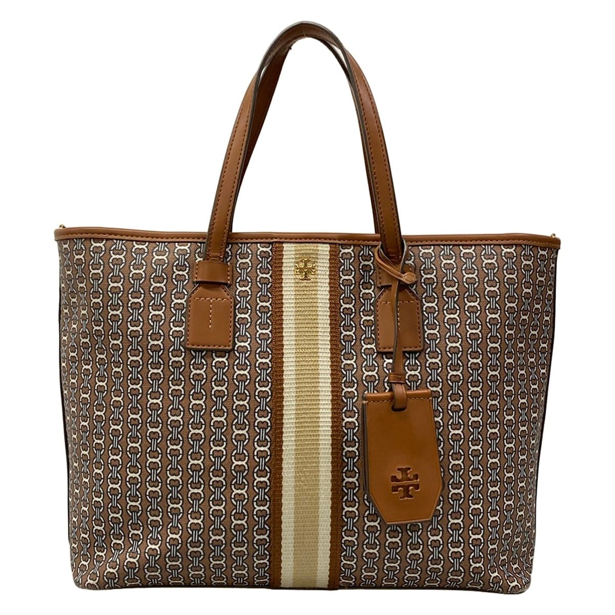 TORY BURCH(トリーバーチ) ハンドバッグ - ダークブラウン×黒×マルチ レザー