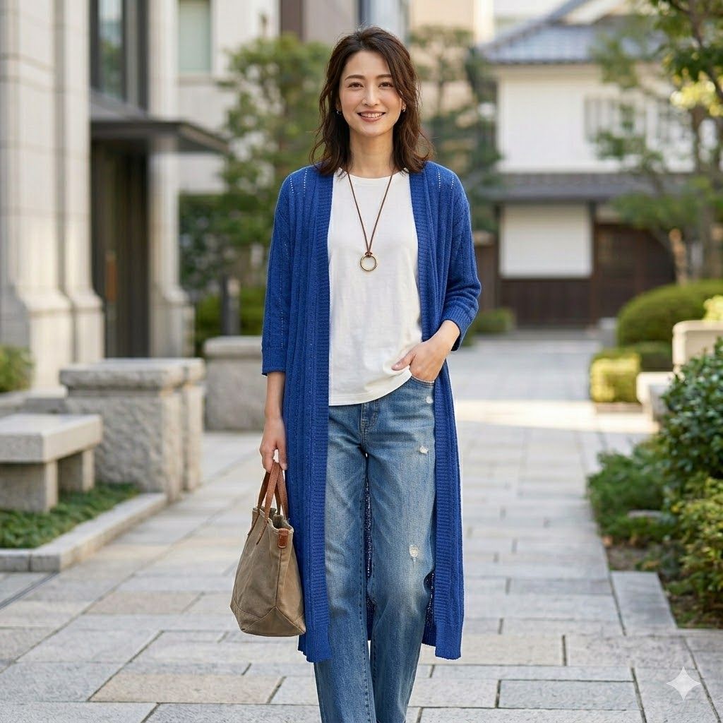 three dots スリードッツ Sheer slub long cardigan シアースラブ