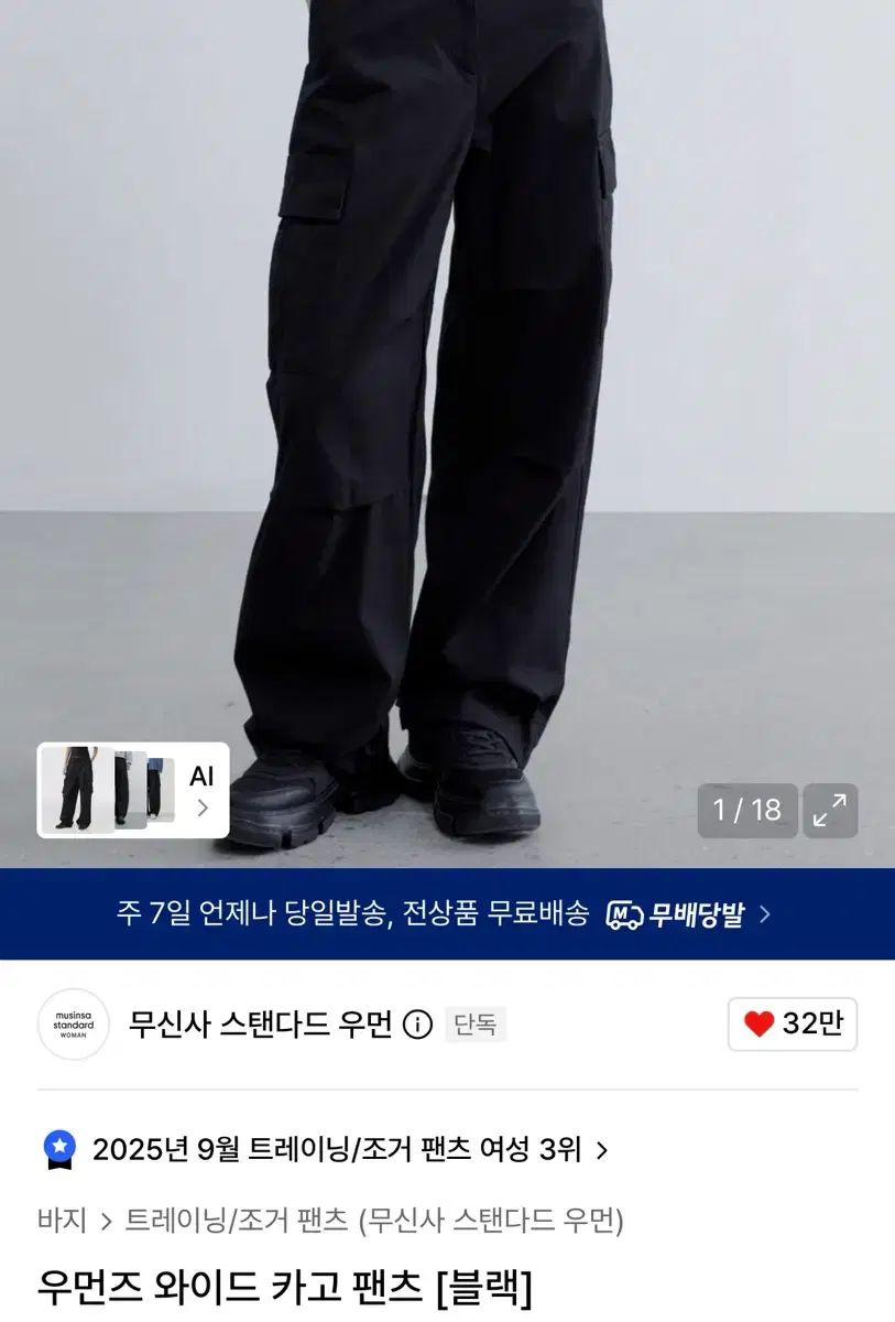 MUSINSA ムシンサ スタンダード レディース カーゴ ワイド パンツ ブラック