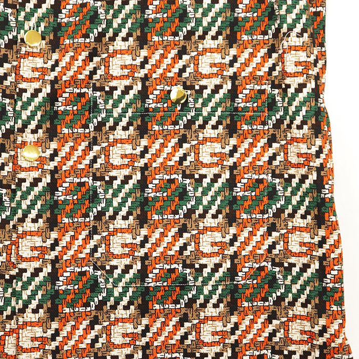 【未使用】GUCCI グッチ 半袖シャツ サイズ 48 メンズ GG ロゴ 総柄 オープンカラー ヴィンテージライク トップス マルチカラー オレンジ グリーン イタリア製