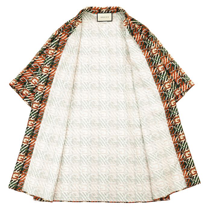 【未使用】GUCCI グッチ 半袖シャツ サイズ 48 メンズ GG ロゴ 総柄 オープンカラー ヴィンテージライク トップス マルチカラー オレンジ グリーン イタリア製