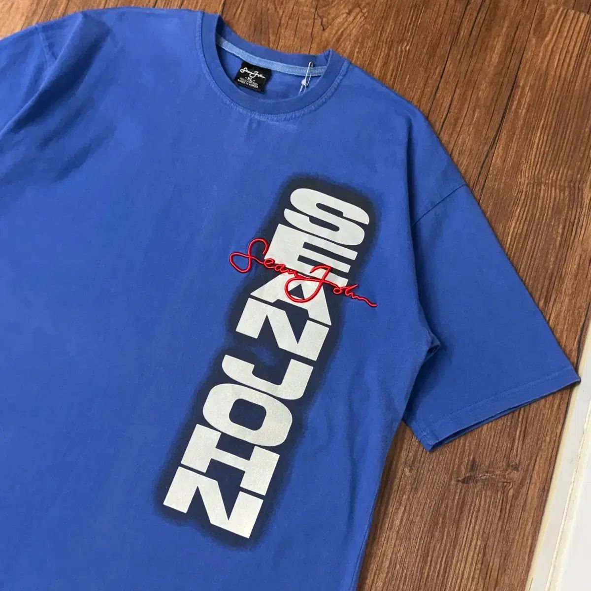 90s Sean John 션 존 ヴィンテージ ブルー ロゴ Tシャツ