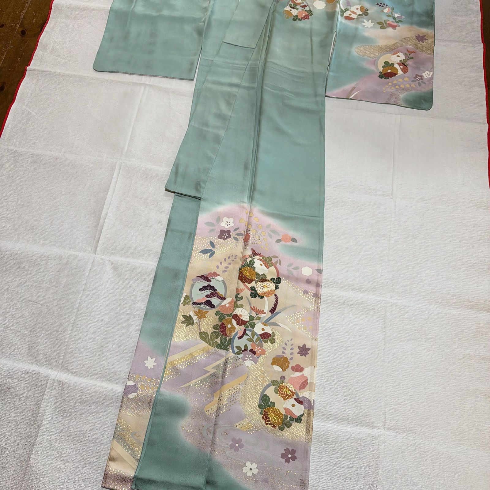 訪問着 正絹 金駒刺繍 - メルカリ